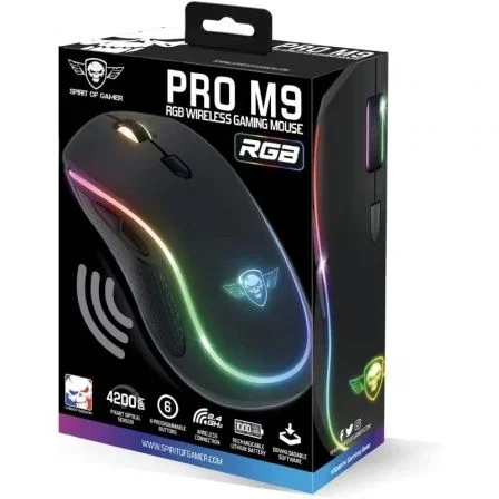 Spirit of Gamer PRO-M9 Ratón Gaming Inalámbrico Negro